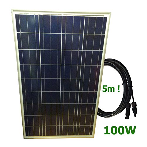 VIASOLAR Panel Solar fotovoltaico 100W 12V Cable 5m Paneles y Placas Solares